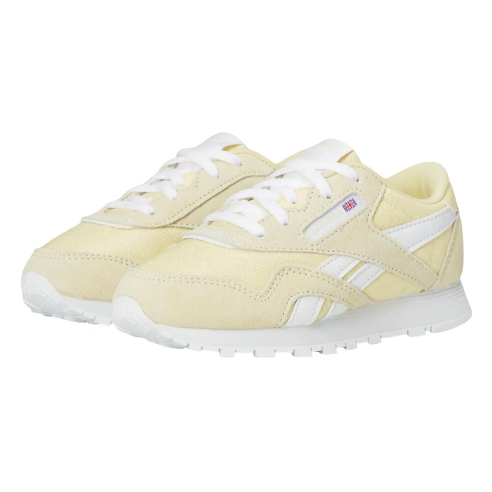 Reebok Kids Classic Nylon Sneaker in Bleached Yellow/White, Size 3